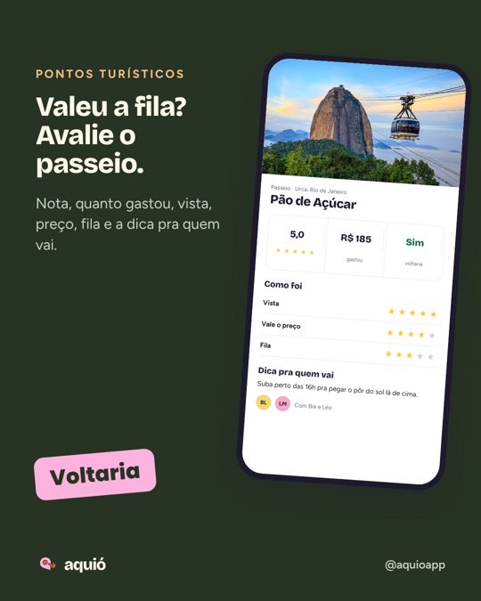 Valeu a fila? Avalie o passeio.